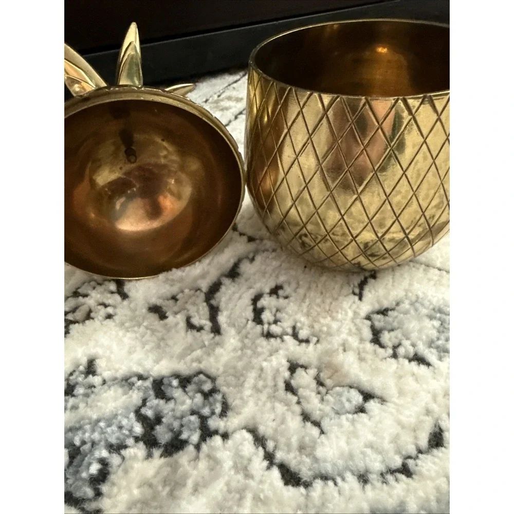 Vintage Brass Gold Pineapple Container Trinket Jar Mid Century MCM 9.5